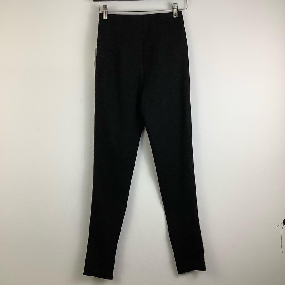 NWT Zara Rhinestone Trim Leggings in Black - Picture 2 of 4